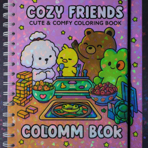 Livro Para Colorir Adulto & Infantil Cozy Friends Criatividade e Relaxamento com Arte Divertida, Ilustrações Exclusivas Para Estimular a Mente (Rosa)