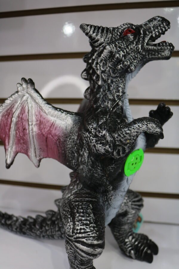 Boneco Dragão Brinquedo Com Asas Borracha E Som De Batalha - Imagem 2
