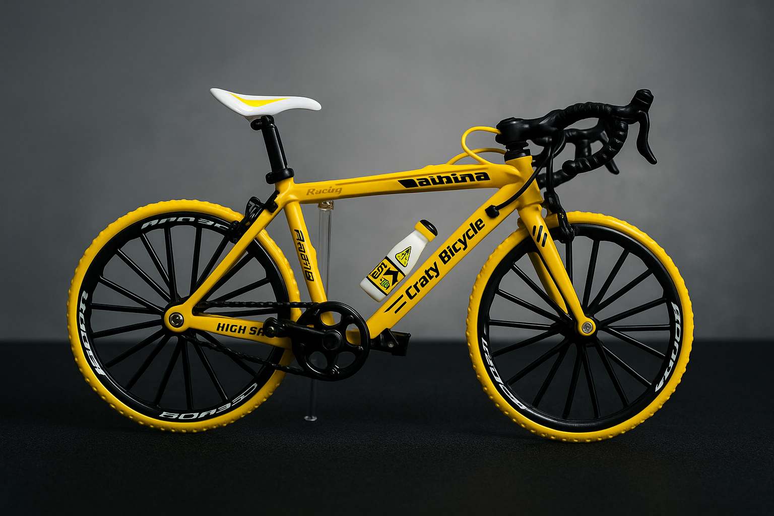 Bicicleta Miniatura Mountain Bike Decoração Fricção Pézinho Cor Speed Amarelo