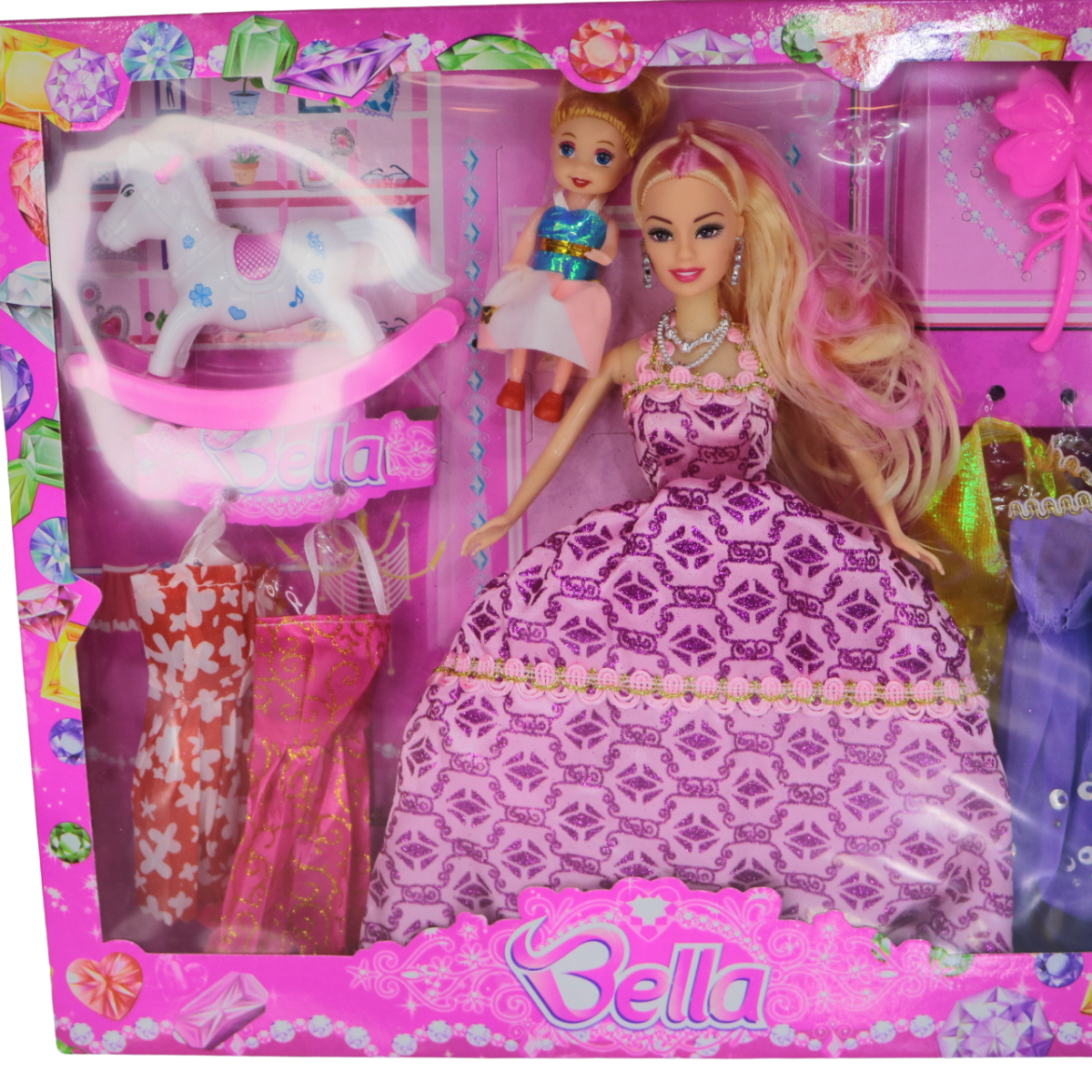 Bella Boneca Filha e Cavalo Brinquedo