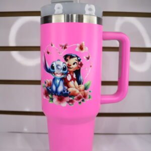 Garrafa Stanley 1,2L Stitch Preta, Rosa e Off
